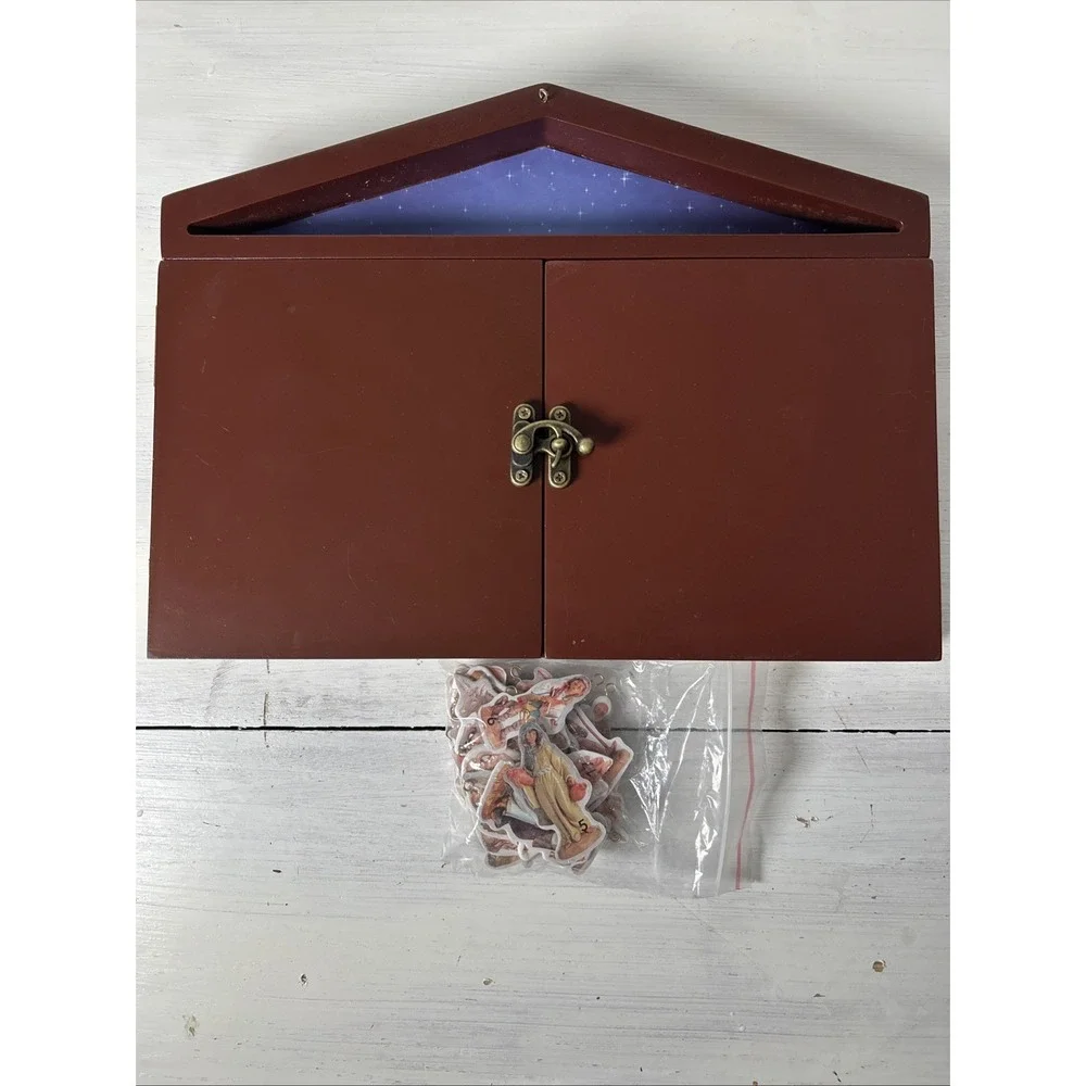 Fontanini Advent Calendar Nativity Set Wooden Stable Ornaments Complete 1266